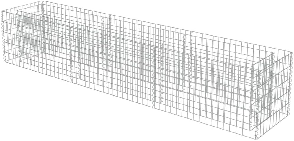 Tidyard Gabion Raised Bed, Large Silver Galvanized Steel Garden Planter Box 106.3x106.3x19.7 Inch for Outdoor Landscape Gardening