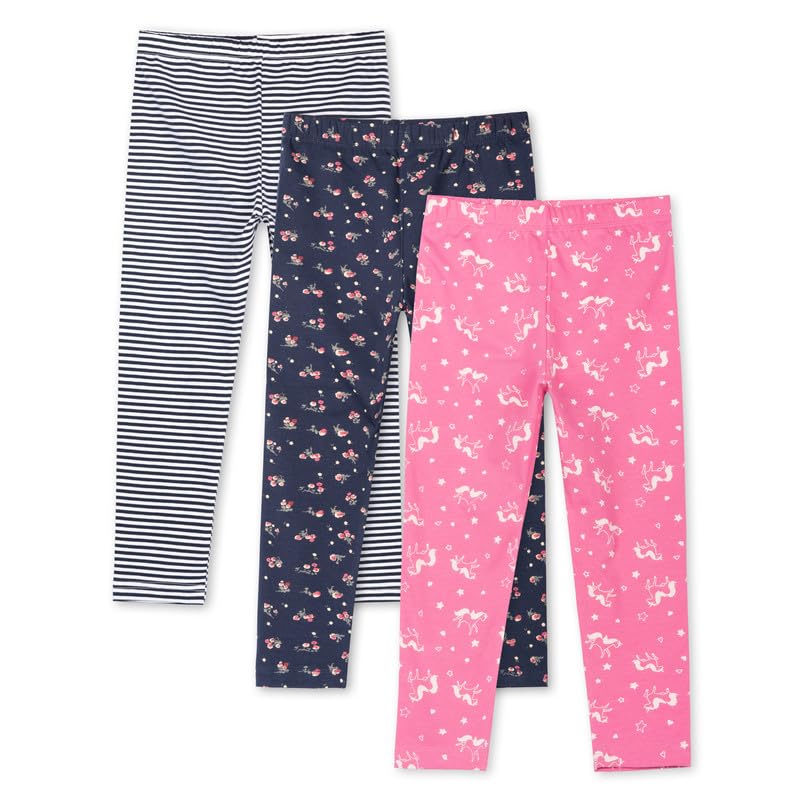 Image of Real Basics Girls Cotton Printed Non-Transparent Regular Fit Ankle Length Leggings (3 Leggings Set)