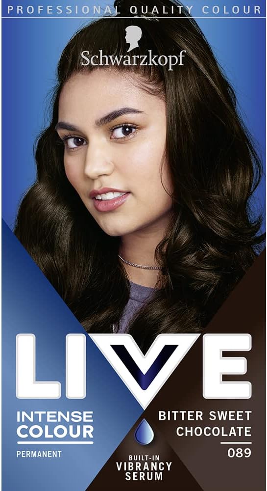 Schwarzkopf LIVE Intense Colour, Long Lasting Permanent Brown Hair Dye, With Built-In Vibrancy Serum, Up To 100% Grey Coverage, Bitter Sweet Chocolate 089