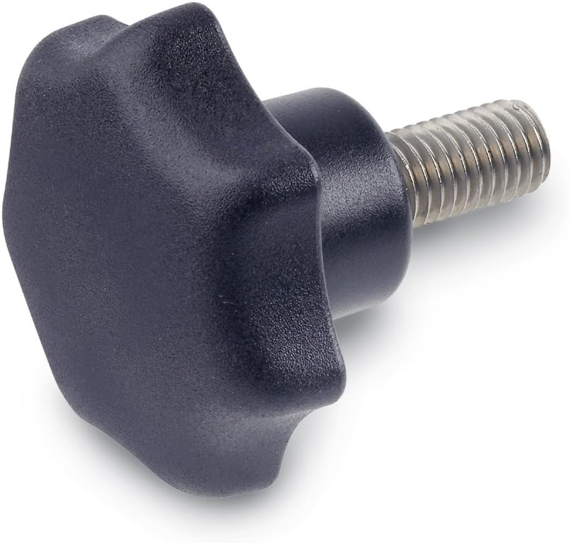 JW Winco Glass Filled Nylon Plastic Hand Knob, Stainless Steel Threaded Stud, M8 x 1.25 Thread Size x 20mm Thread Length, 40mm Head Diameter (Pack of 1)