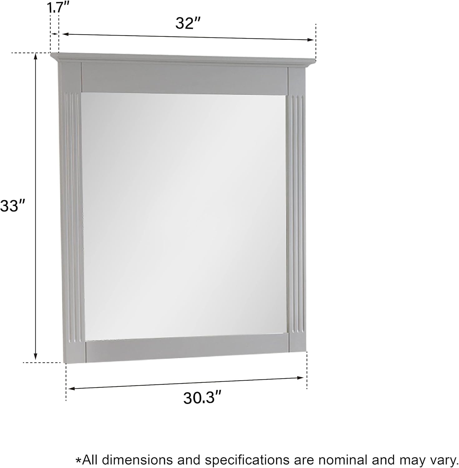 WELLFOR 32" x 33" Wall-Mounted Wooden Framed Mirror for Vanity, Bathroom Wall Vintage Vanity Mirror, W/Vertical or Horizontal Hanging, Apply to Bathroom Bedroom Living Room Entryway, Titanium Grey
