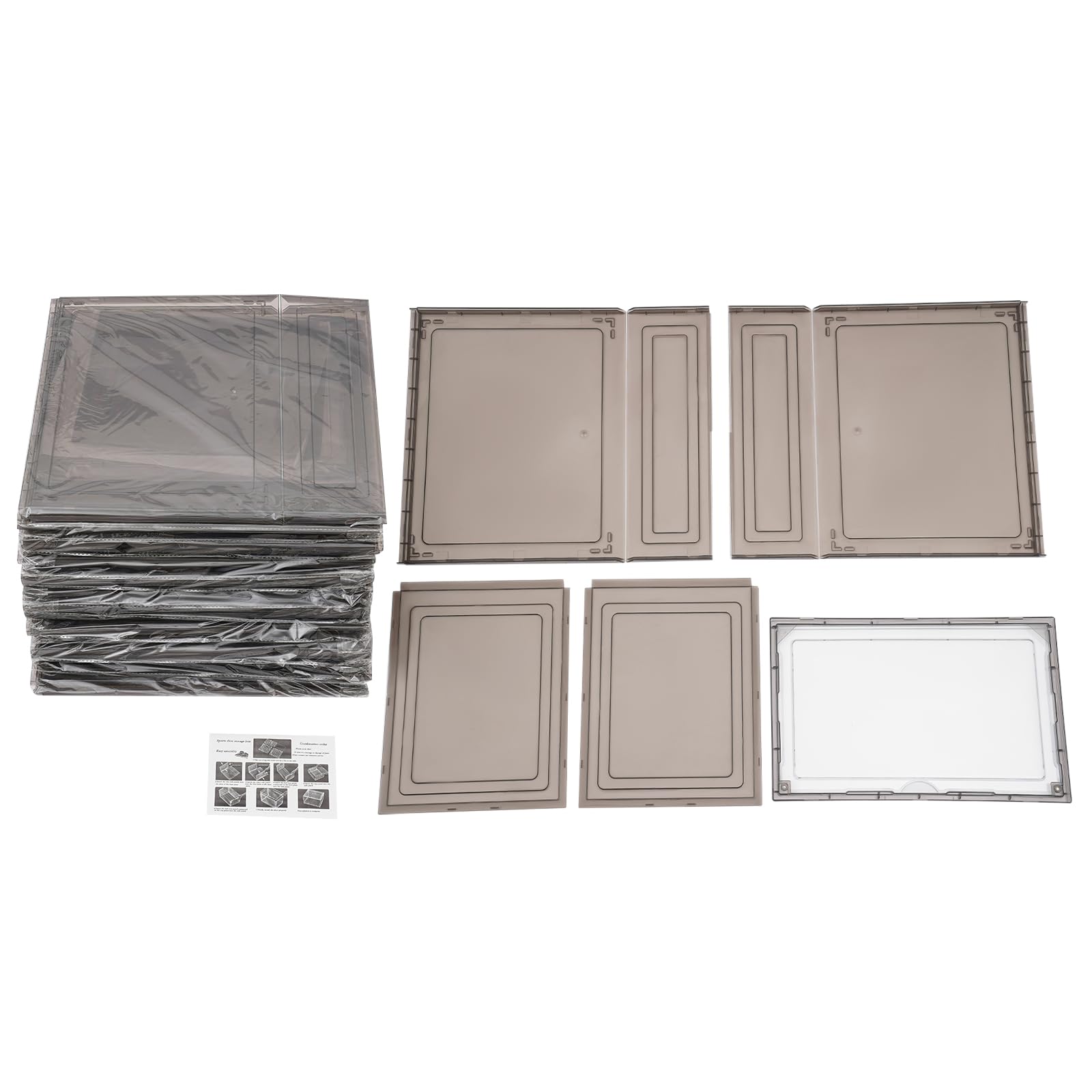 Lot de 12 boîtes à chaussures empilables - Boîtes à chaussures magnétiques empilables pour armoires, chambre à coucher, portes d'entrée - Noir/marron - 39 x 25 x 20,66 cm
