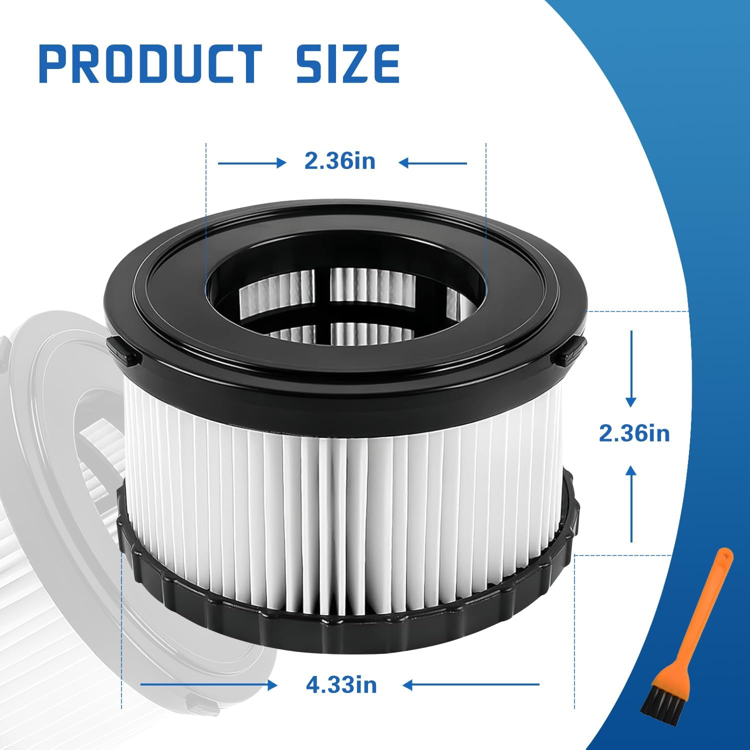DC5151H HEPA Filter Compatible with DEWALT Wet Dry Vacuum Models DC515 DCV517 DCV517B Part # DC5151H includes 4 replacement filters and 8 pack foam filters