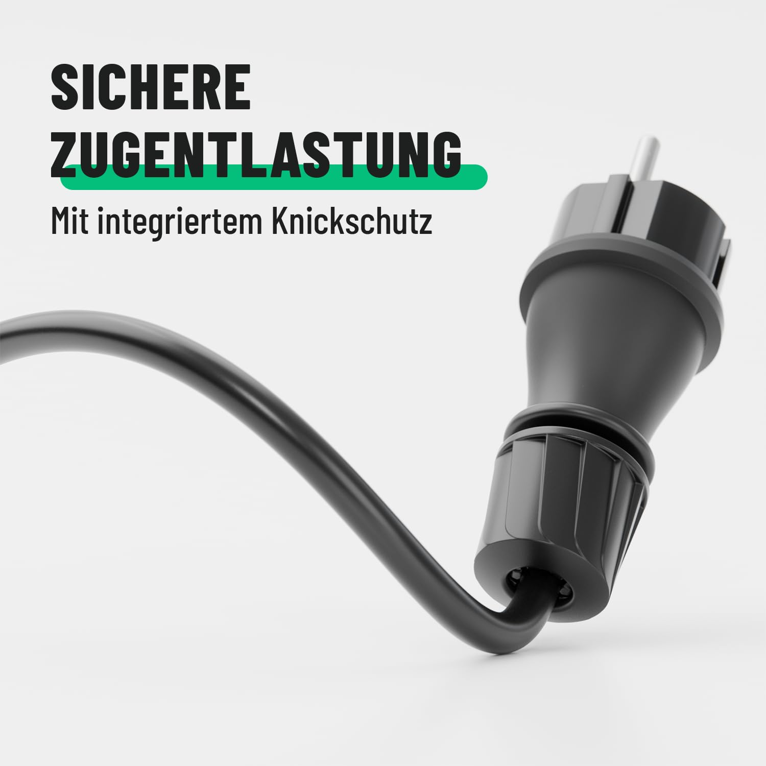 greate 230 V wtyczka Schuko wodoszczelna zgodnie z IP54 – wtyczka Schuko na zewnątrz z ochroną przed zagięciem i odciążeniem – wtyczka ze stykiem ochronnym 2-biegunowa z 16 A i 3,7 kW – wtyczka Schuko