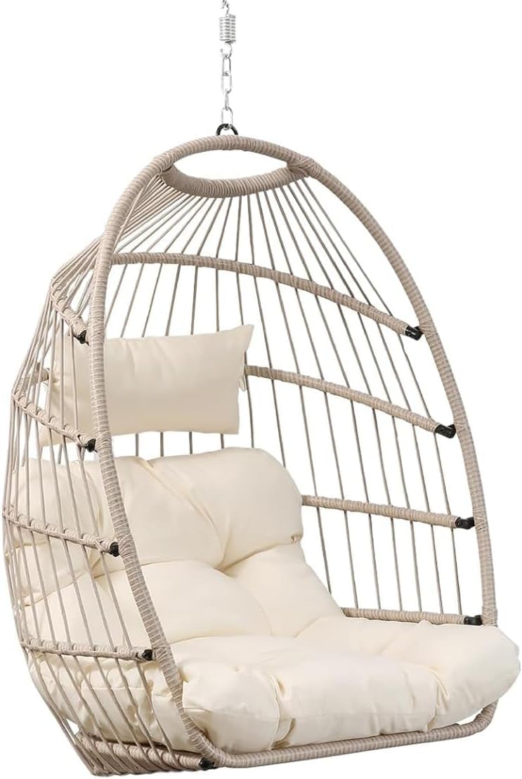 Goutime Chaise‑œuf Suspendue sans Support avec Coussin Confortable