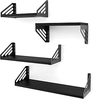 ELIAUK Floating Shelves Wall Mounted,Rustic Wood Wall Shelves Set of 4 Storage Shelves for Bedroom,Bathroom,Living Room,Ki...