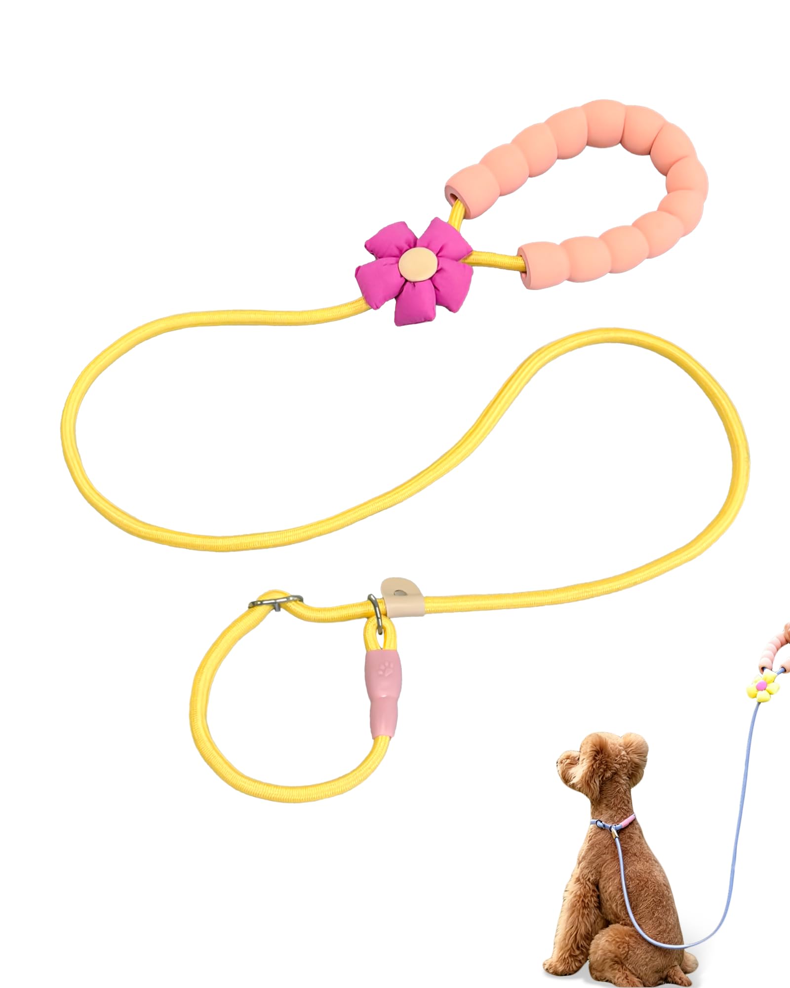 ETIALURE Figure of 8 Dog Lead with a Soft-Grip Handle, Slip Lead for Dogs, Lightweight Anti-Pull Training Leash for All Breeds(Yellow)