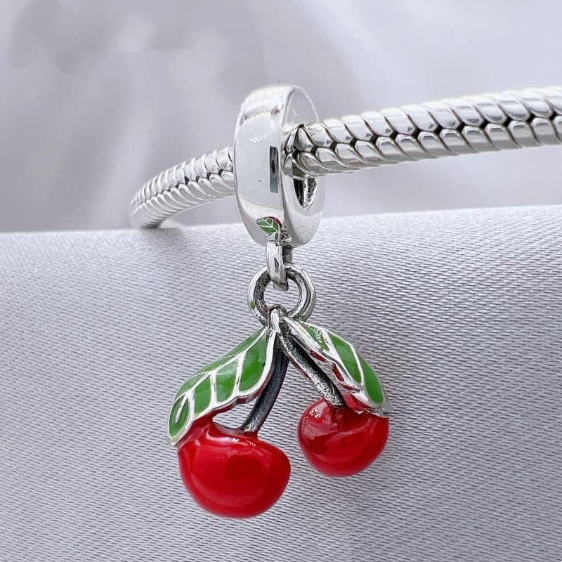 Asymmetrical Cherry Fruit Dangle Charm 925 Sterling Silver Pendant,Jewelry Beads Gifts for Women Bracelet&Necklace 104 - Image 7