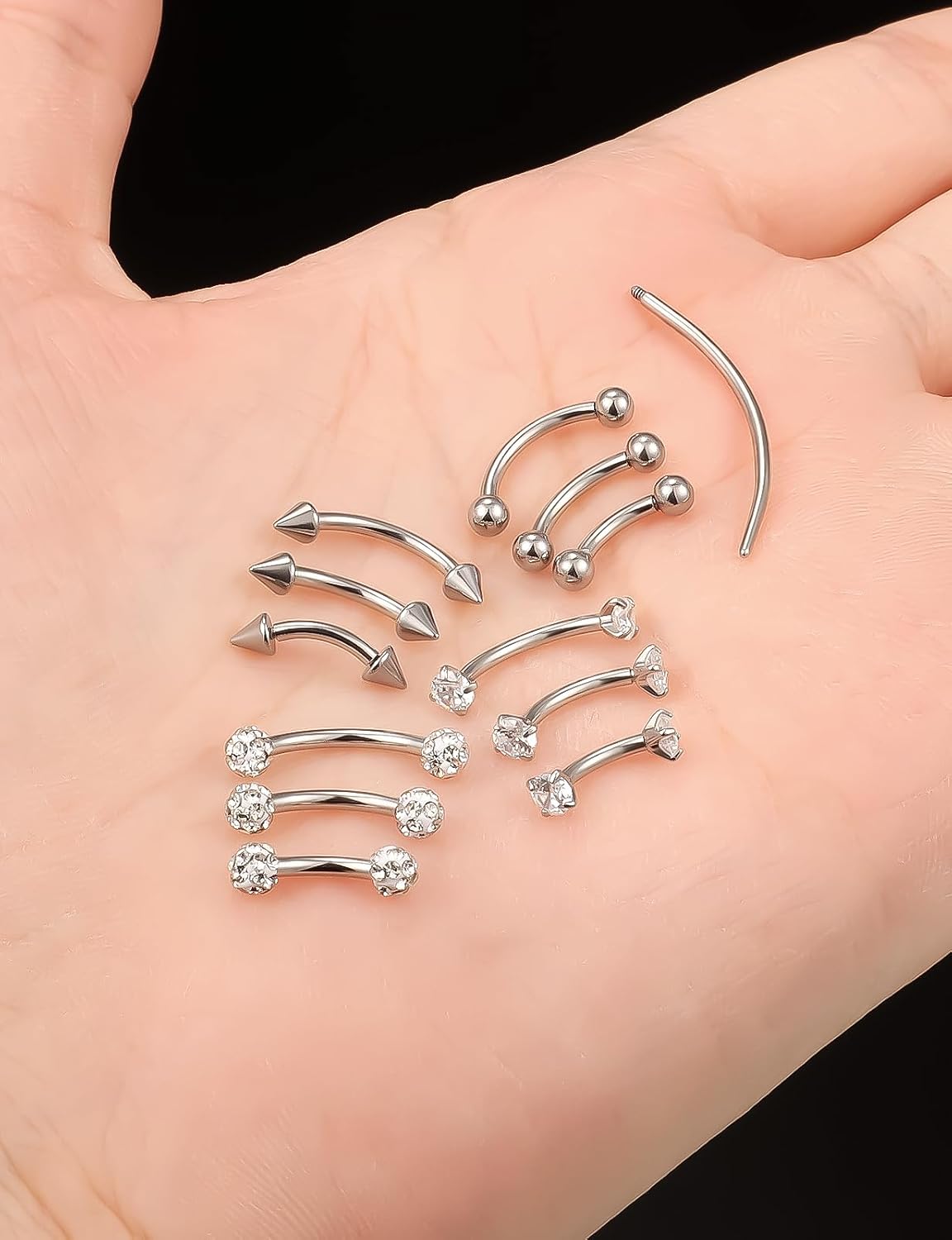 Prjndjw Internally Threaded Eyebrow Piercing Jewelry Surgical Steel Curved Barbell Tiny Eyebrow Ring Vertical Labret Lip Jewelry Ear Rook Earrings for Women Men 20g 16g 6mm/8mm/10mm Gold - Image 2