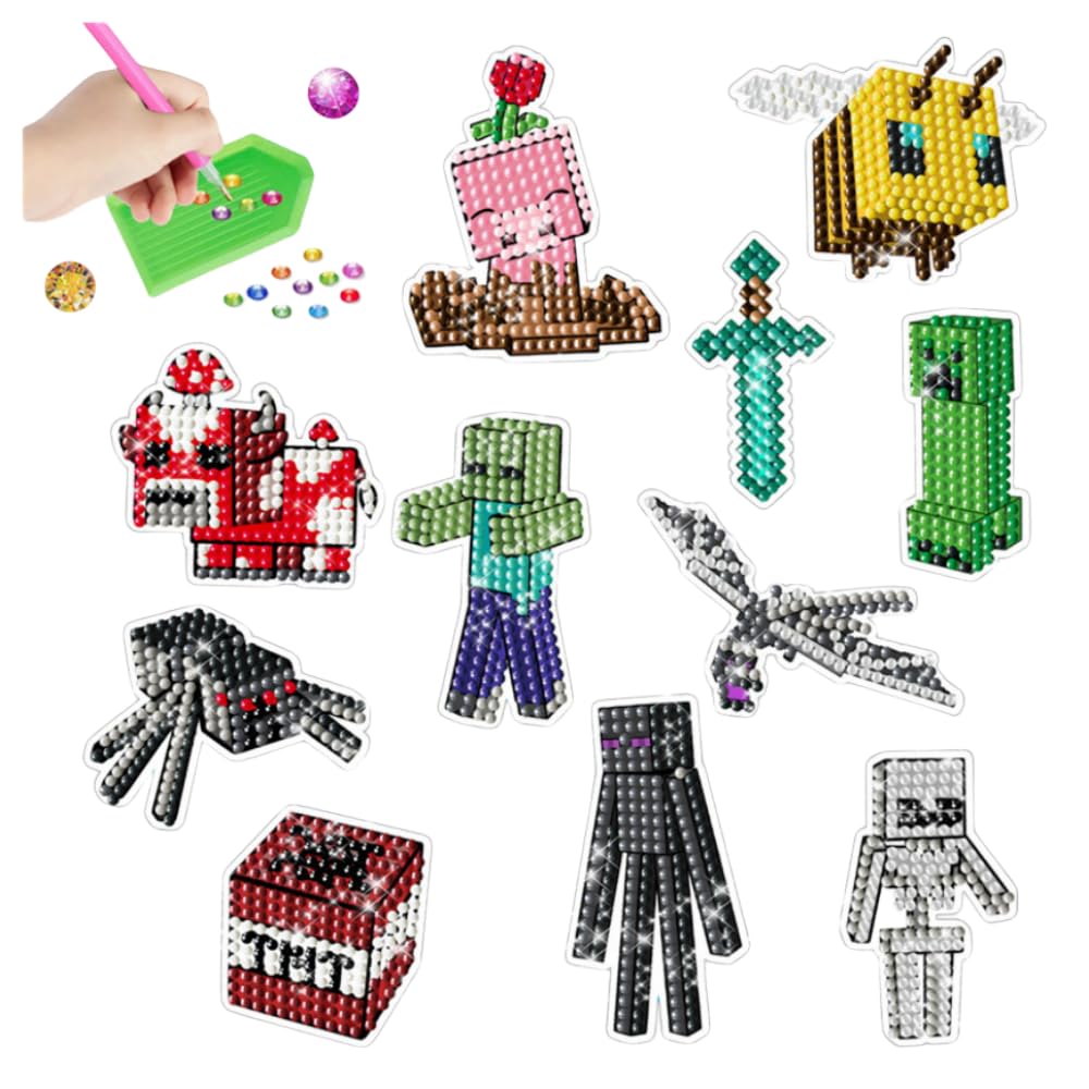 TRUZ Kids Diamond Painting Stickers Kits,5D DIY Diamond Painting Kits Gem Art Crafts for Children Diamond Dots Mosaic Kits for Girls,Boys and Adults (Game Characters)