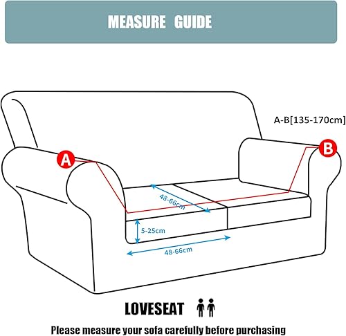 Miniatura 6 de HOTNIU Fundas elásticas para sofá de 3 piezas (1 funda de sofá + 2 fundas de cojín), fundas antideslizantes para asiento de sofá, protector de