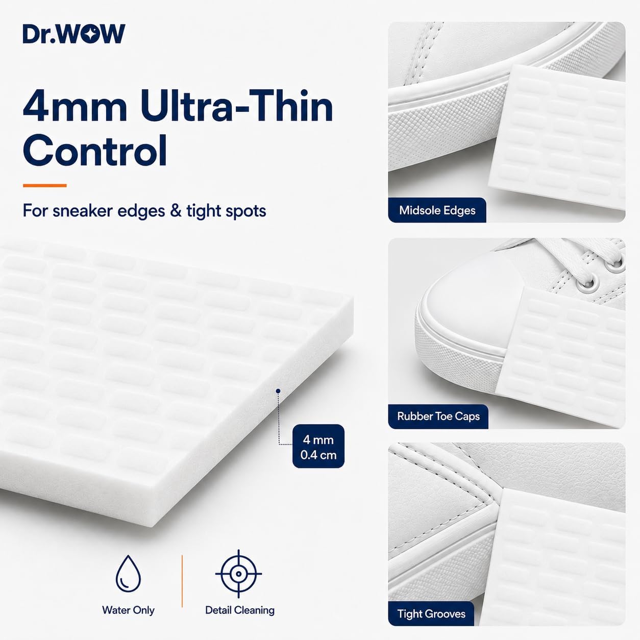 4mm Ultra-Thin Sneaker Cleaner Sponges, Scuff Remover, 15 Sheets