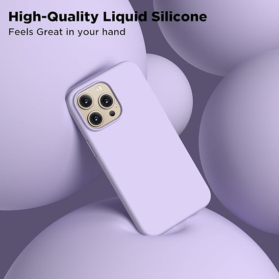 Compatible with Apple iPhone 14 Pro Max Case 6.7, Uruchi Thin Liquid Silicone 3 Layer Fully Coated Soft Gel Rubber Case Cover, Lilac