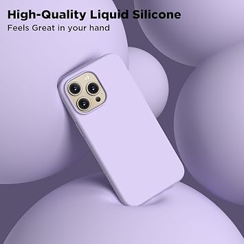 Compatible with Apple iPhone 14 Pro Max Case 6.7, Uruchi Thin Liquid Silicone 3 Layer Fully Coated Soft Gel Rubber Case Cover, Lilac