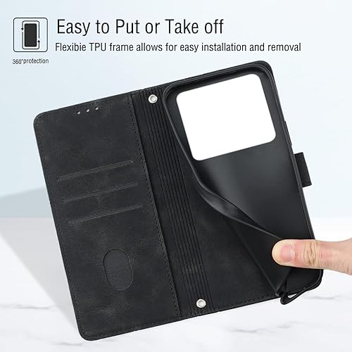 Miniatura 5 de nincyee Flip Case for Xiaomi 12 Ultra12S Ultra,Skin Feeling Embossed Solid Color Premium Leather Wallet Case with Hand Strap