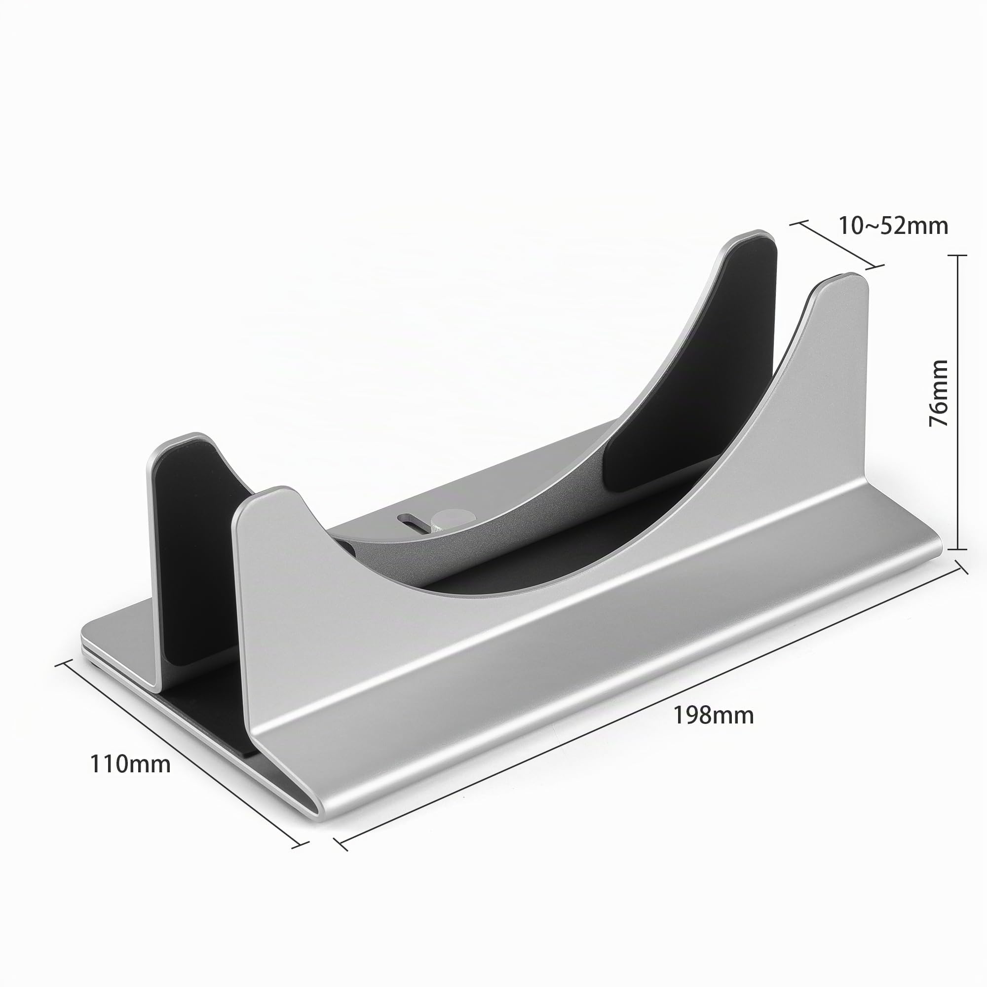 Regolabile Supporto Verticale Alluminio per Mac Mini, Compatibile con laptop e mini PC,Larghezza dello slot regolabile(10-52 mm)