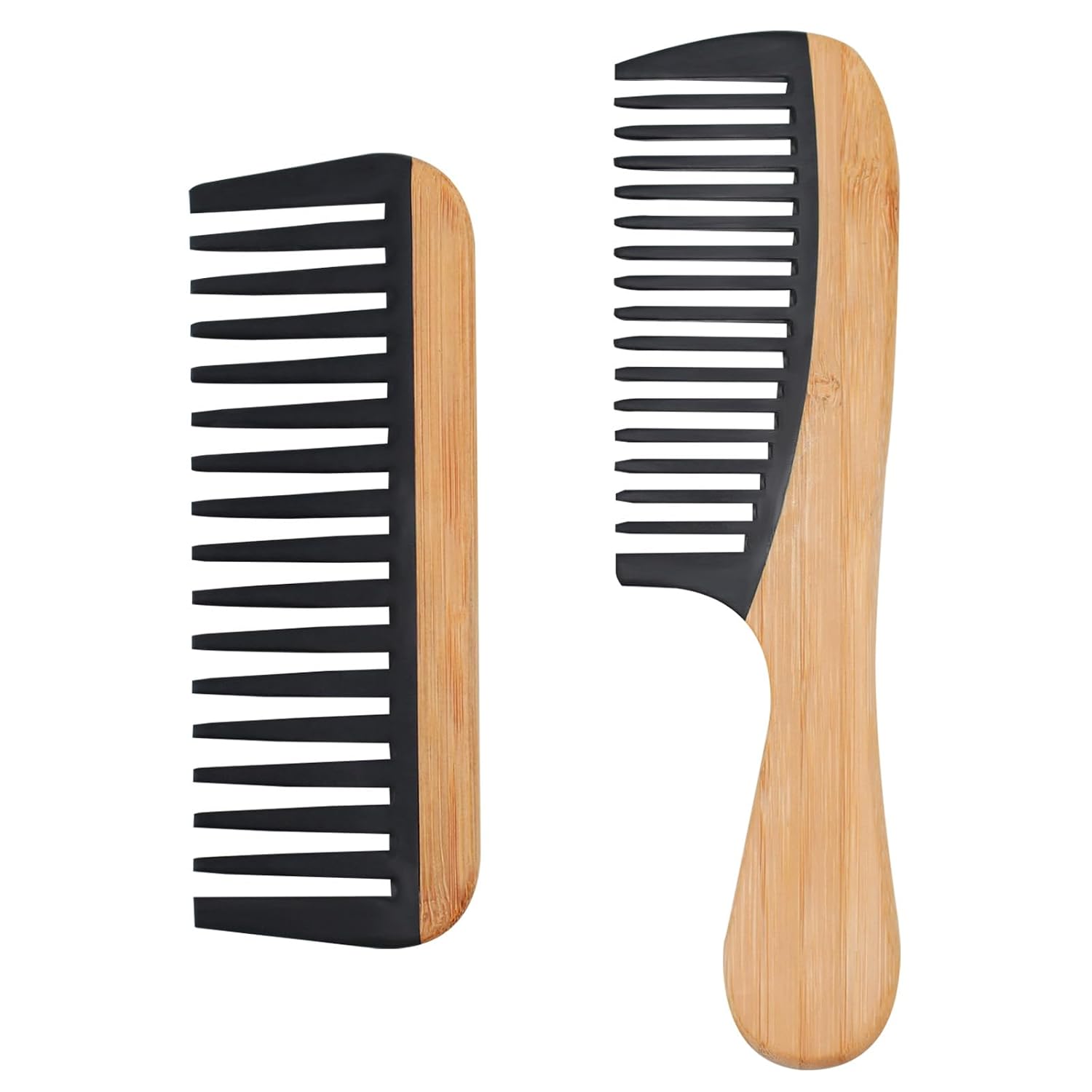 Bamboo Detangling Comb Set - Anti-Static for Curly Hair