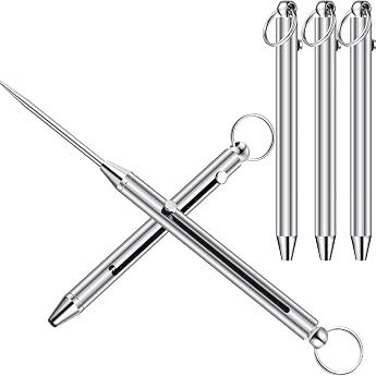Pack of 3 Titanium Telescopic Toothpicks Integrated Design with Titanium Protective Case Metal Pocket Toothpick Made of Stainless Steel