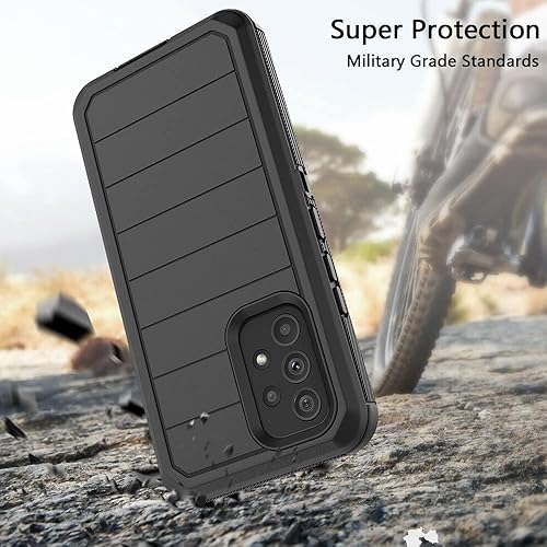 Miniatura 4 de Funda diseñada para Samsung Galaxy A53 5G con protector de pantalla integrado, resistente a prueba de golpes y clip giratorio para cinturón (negro)