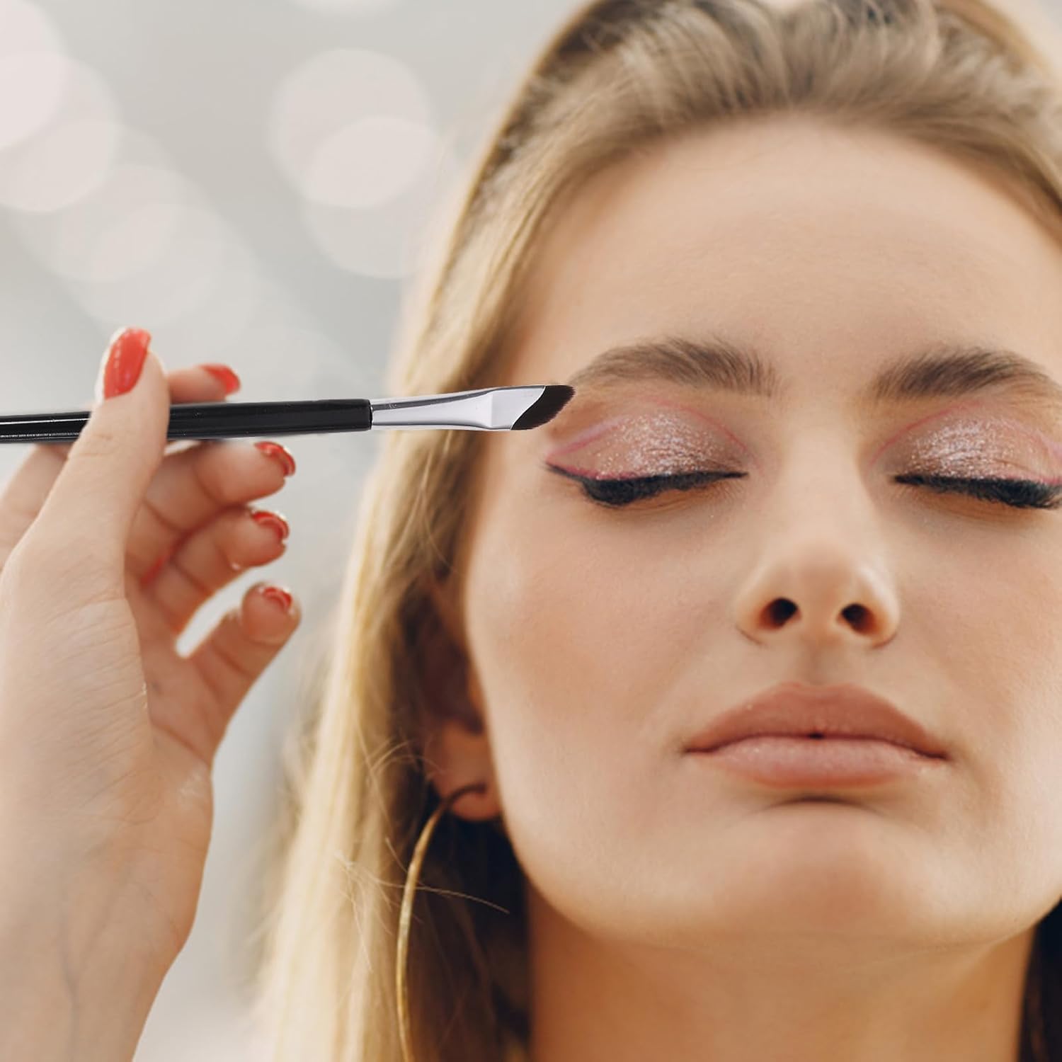 3pcs Angled Eyeliner and Brow Brush Set Slanted Precision Eyeliner Brush for Eye Makeup Cosmetic Tools for Eyeshadow and Eyebrow Definition