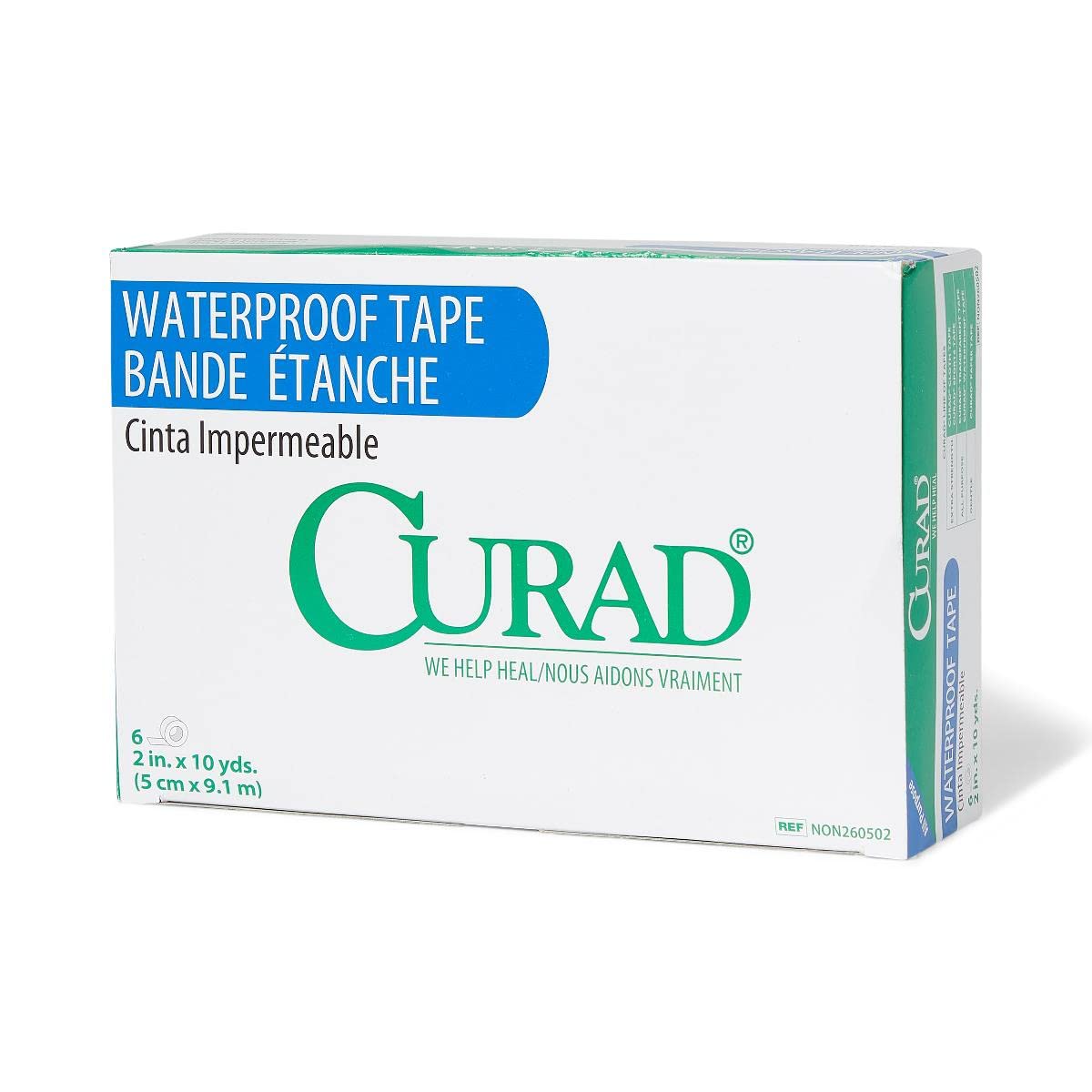 Curad Waterproof Adhesive Tape, 2" x 10 yd, White (Case of 72 Rolls)
