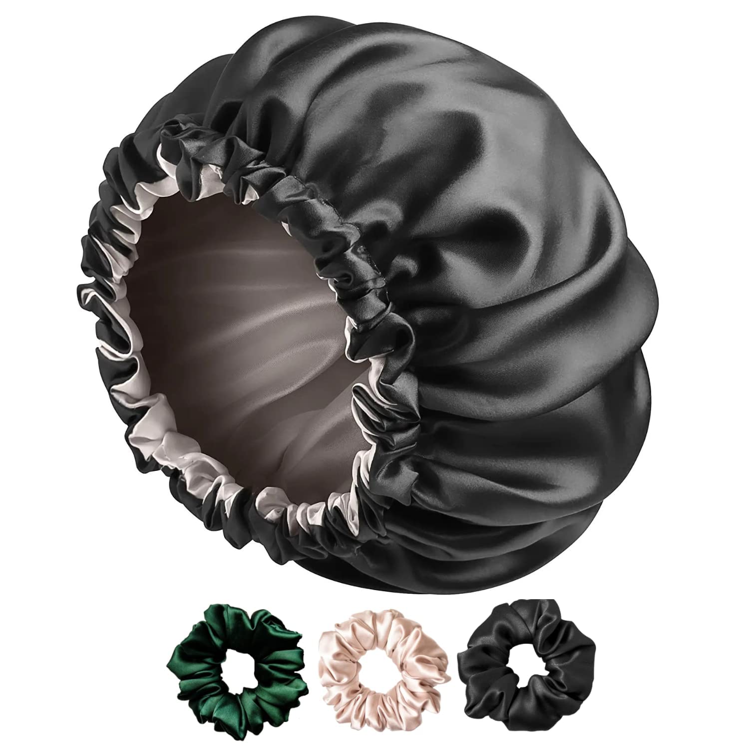 Satin Silk Bonnet Black-image-15