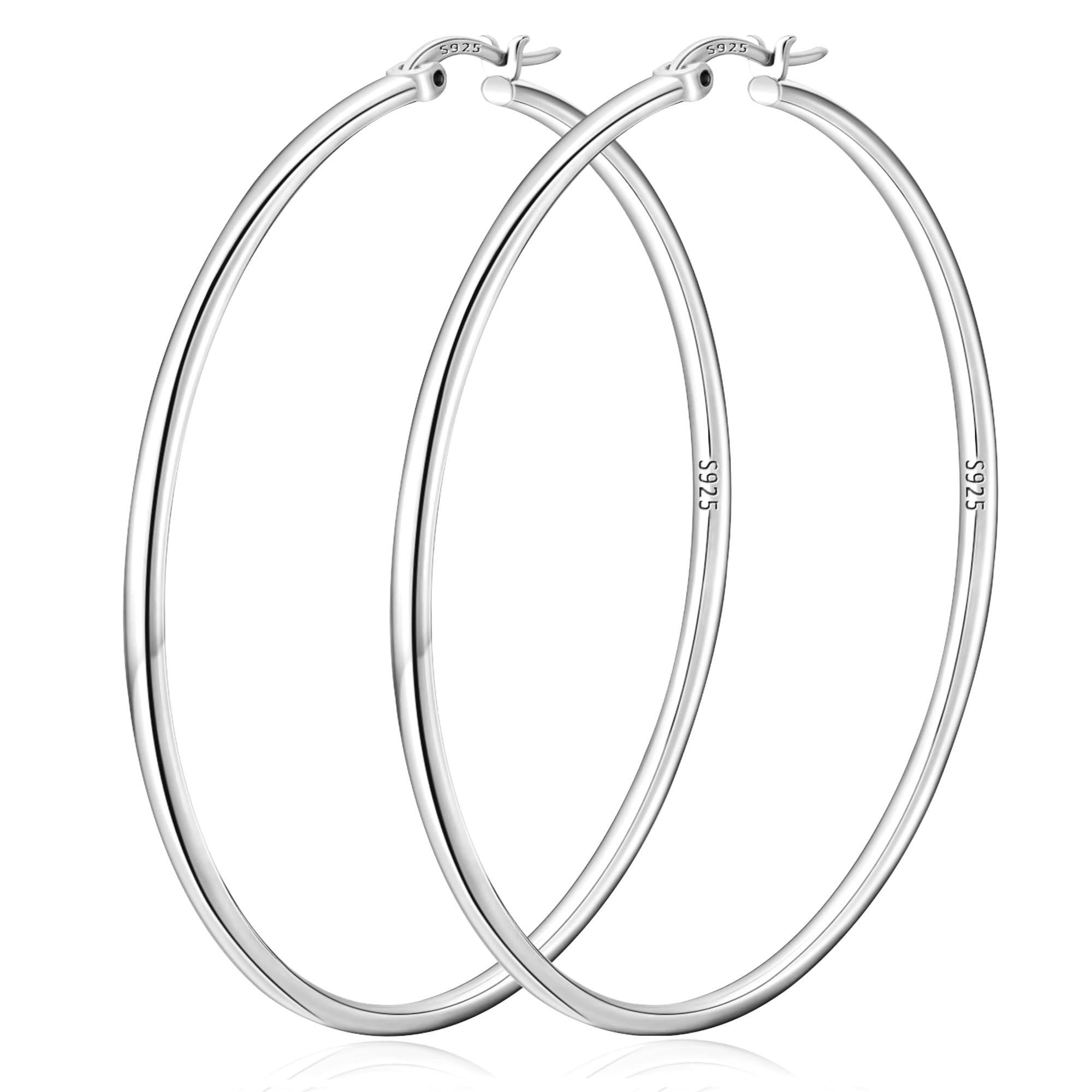 DORANA Creolen Silber 925 für Damen Ohrringe Groß Silber Ohrringe Creolen Hypoallergene Schmuck Big Hoop Earrings