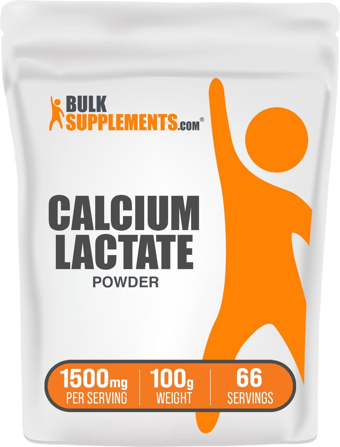 BulkSupplements.com Calcium Lactate Powder - 1500mg (195mg Calcium) per Serving - 100 Grams
