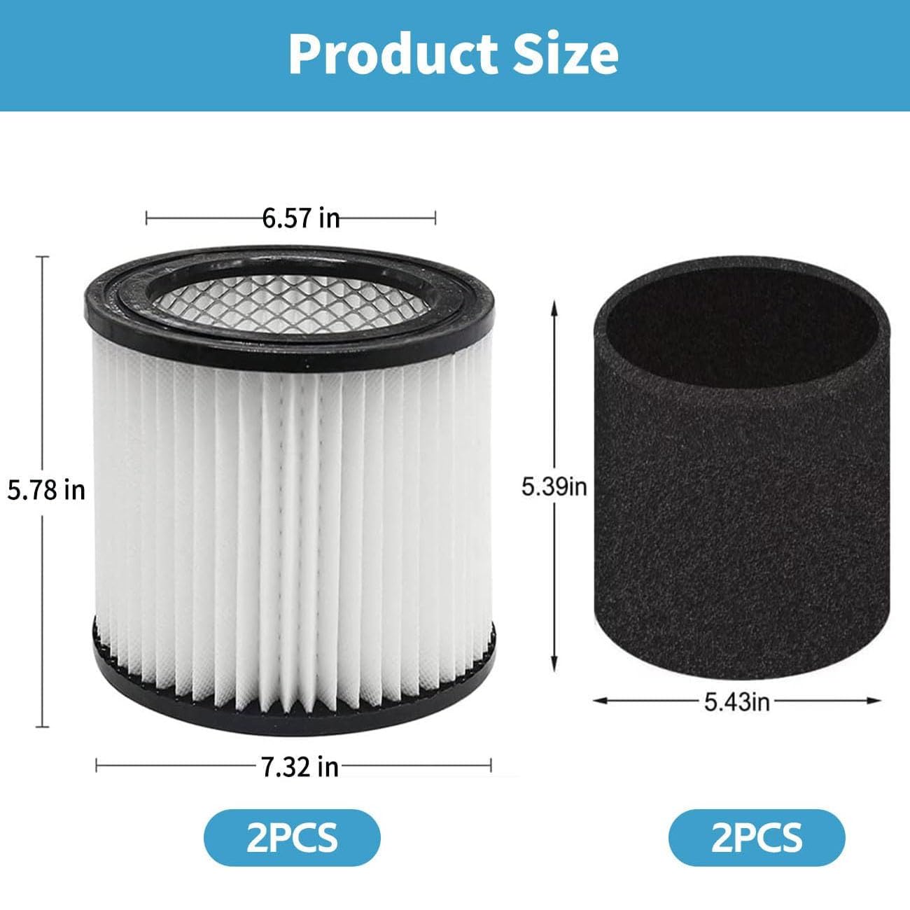 ANBOO Filtro di ricambio per Shop Vac 90304 90350 90333, sacchetti sottovuoto per Shop Vac 10-14 galloni, filtro a manicotto in schiuma 90585, adatto alla maggior parte degli aspirapolvere a