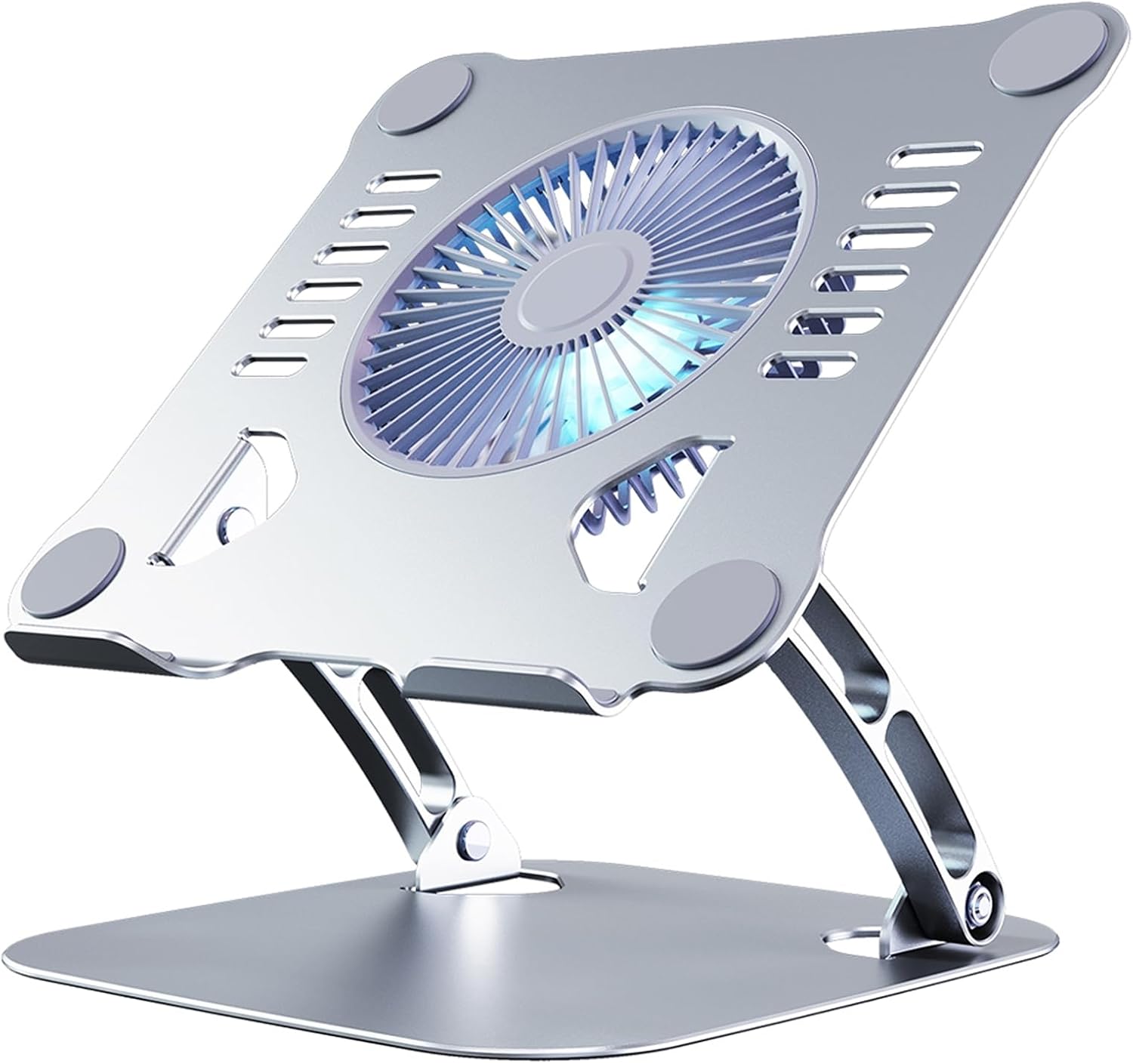 Laptop Cooler Cooling Pad Stand - Slim Ergonimic Laptop Stand for Desk, 3 Speed Cooling Fan Adjustable Height Laptop Cooling Stand for MacBook 11-15.6 Inch (Silver), YT628-2