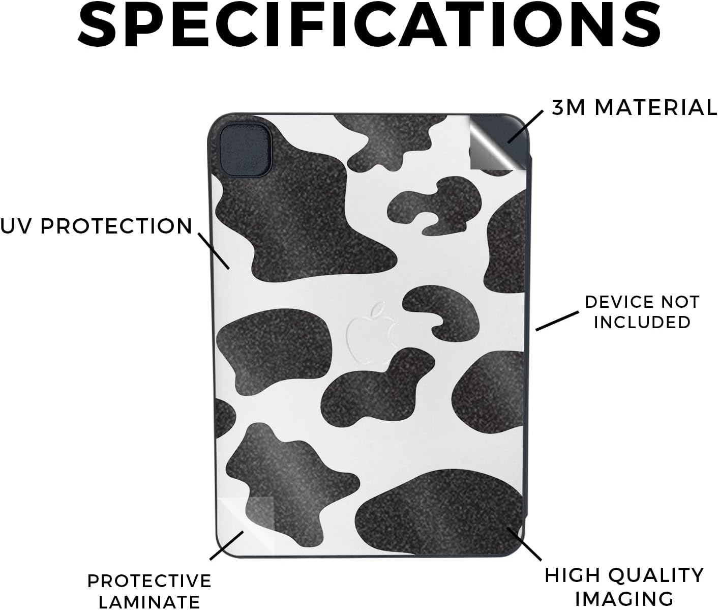 Glossy Glitter Skin Compatible with Apple Smart Folio for iPad Pro 11-inch (M4/M5) 2025 - Cow Print - Premium 3M Vinyl Protective Wrap Decal Cover | Crafted in The USA by MightySkins