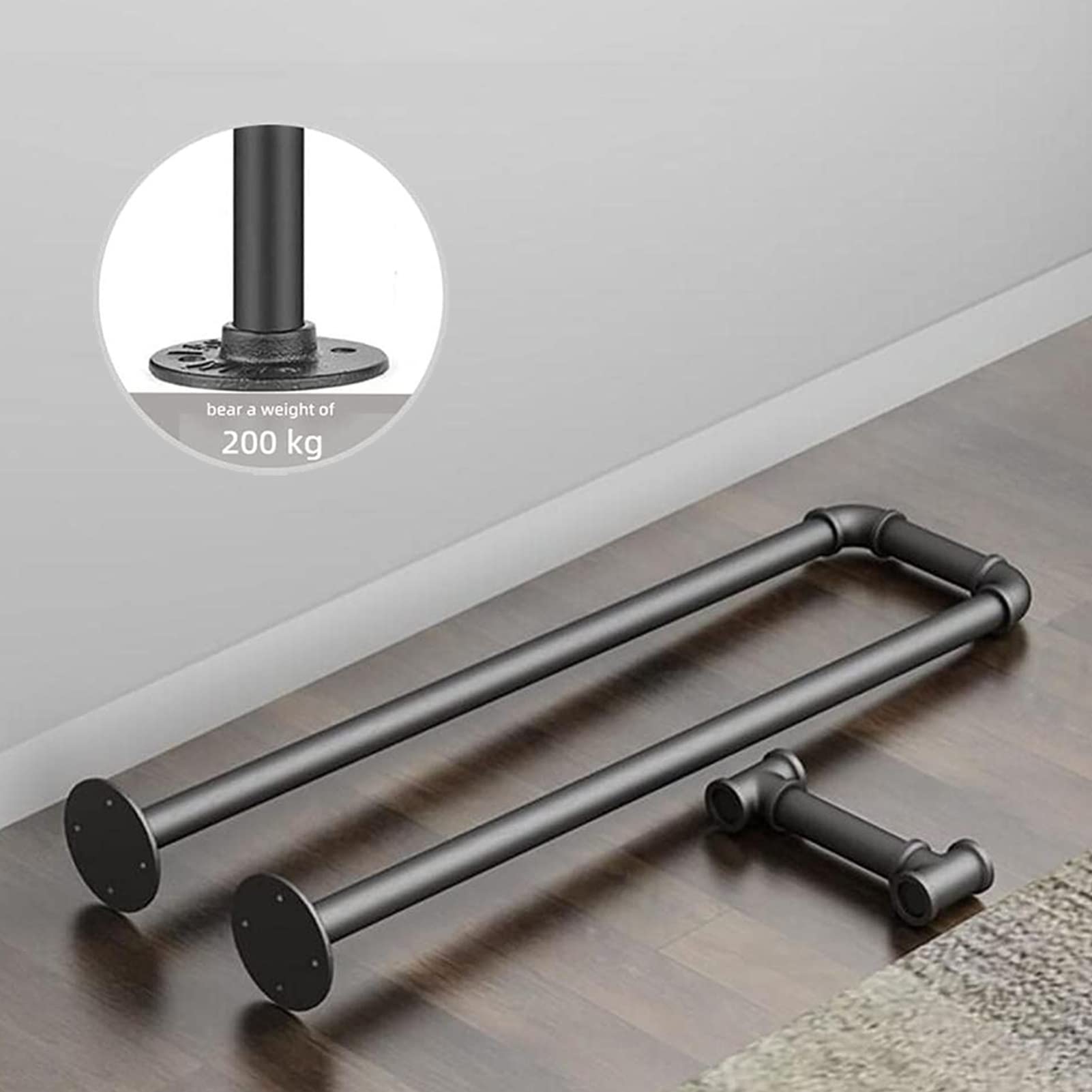 Corrimano per scale per gradini esterni, ringhiera in ferro battuto scala interna, barra di supporto per corrimano nero a forma di U per balconi, terrazza, corridoio da giardino (dimensioni: 35 cm)