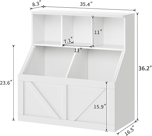 Miniatura 2 de Estantería y almacenamiento de juguetes para niños, organizador de almacenamiento de juguetes, organizador de juguetes con armario de almacenamiento