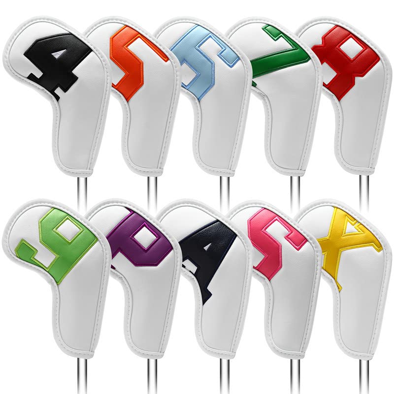 Fundas Palos De Golf 10pcs Golf Golf Cubierta de Hierro Golf Iron Head Cover Golf Club Protection Cubre Accesorios Deportivos al Aire Libre Funda Driver Golf (Color : 1)