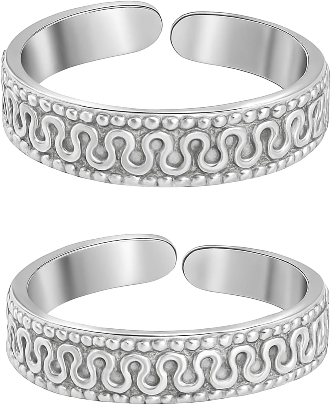 925 Sterling Silver Pattern Toe Ring for Women | Adjustable Open Band Bichhiya | White Toe Ring Mid Finger | Handmade Toe Cuff Foot Jewelry | Minimal Daily Wear Foot Ring | 2 CM Size