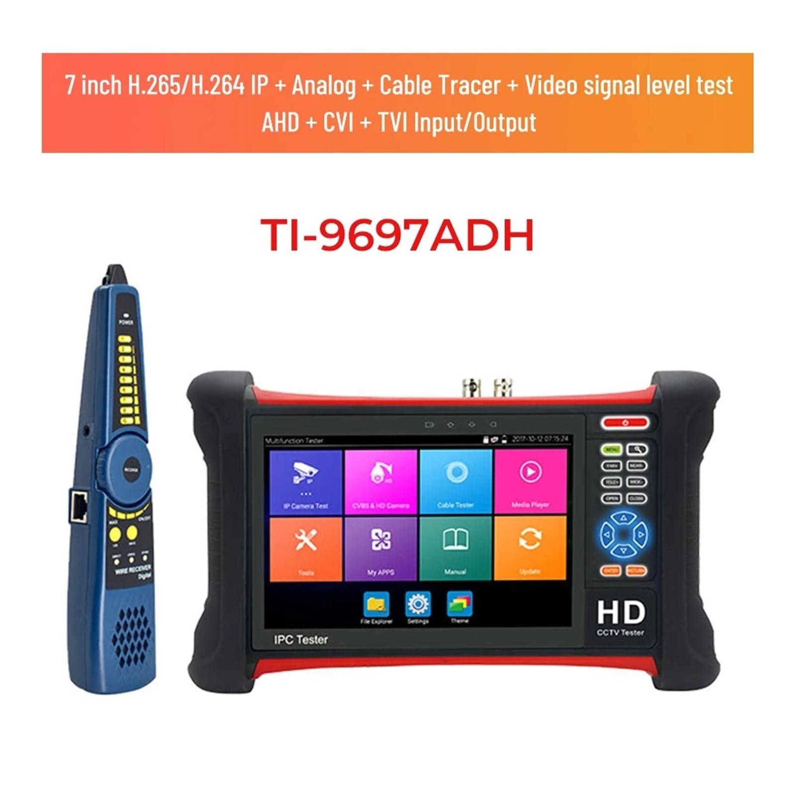 Tester IPC CCTV 4k Da 7 Pollici 8MP TVI CVI SDI CVBS IP AHD 6 IN 1 Tester For Telecamera Monitor Con Misuratore Di Potenza Ottica POE UTP TDR(TI-9697ADHS)