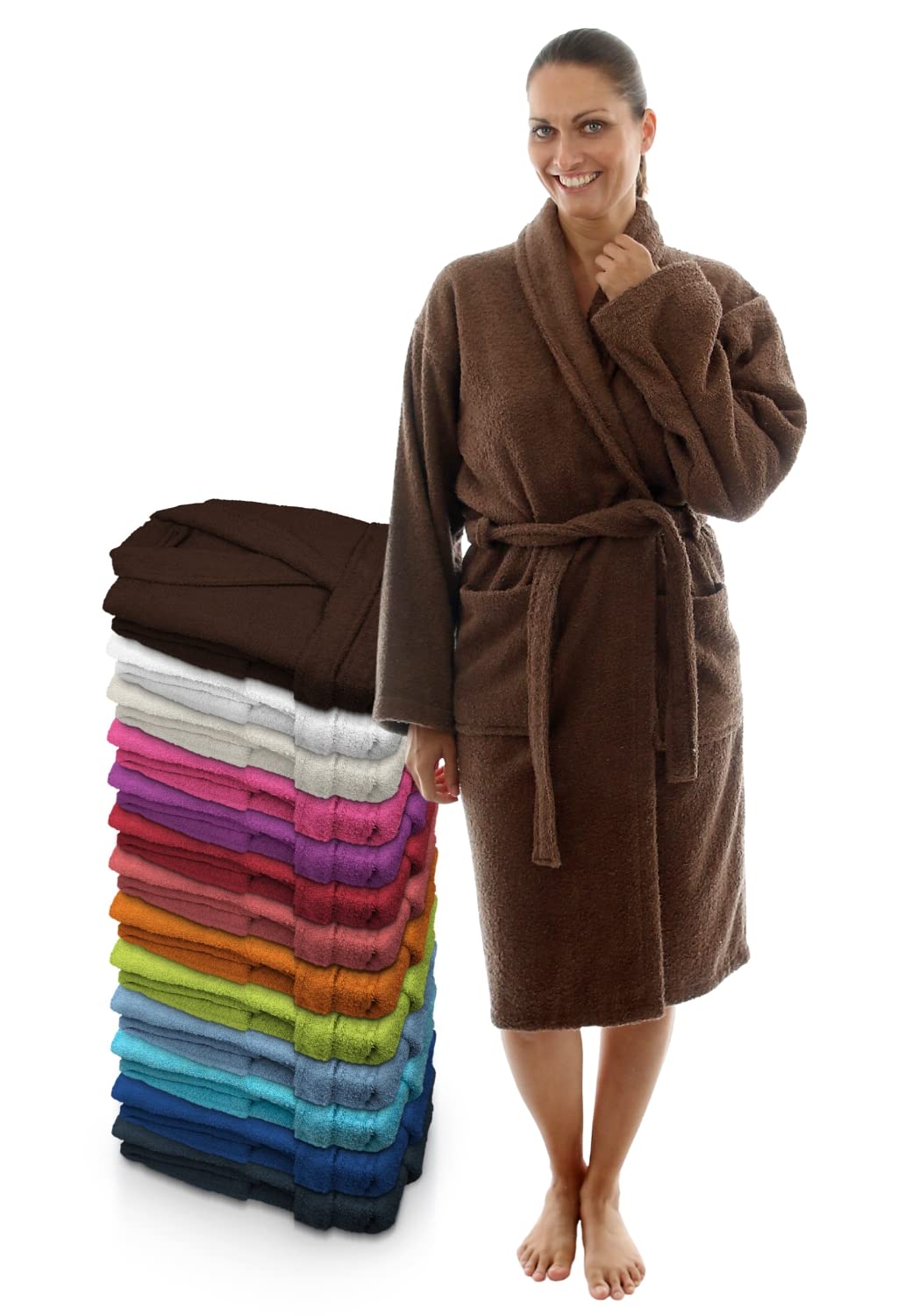 Peignoir Homme En Coton éponge BICOLORE - Taupe - - 78.00