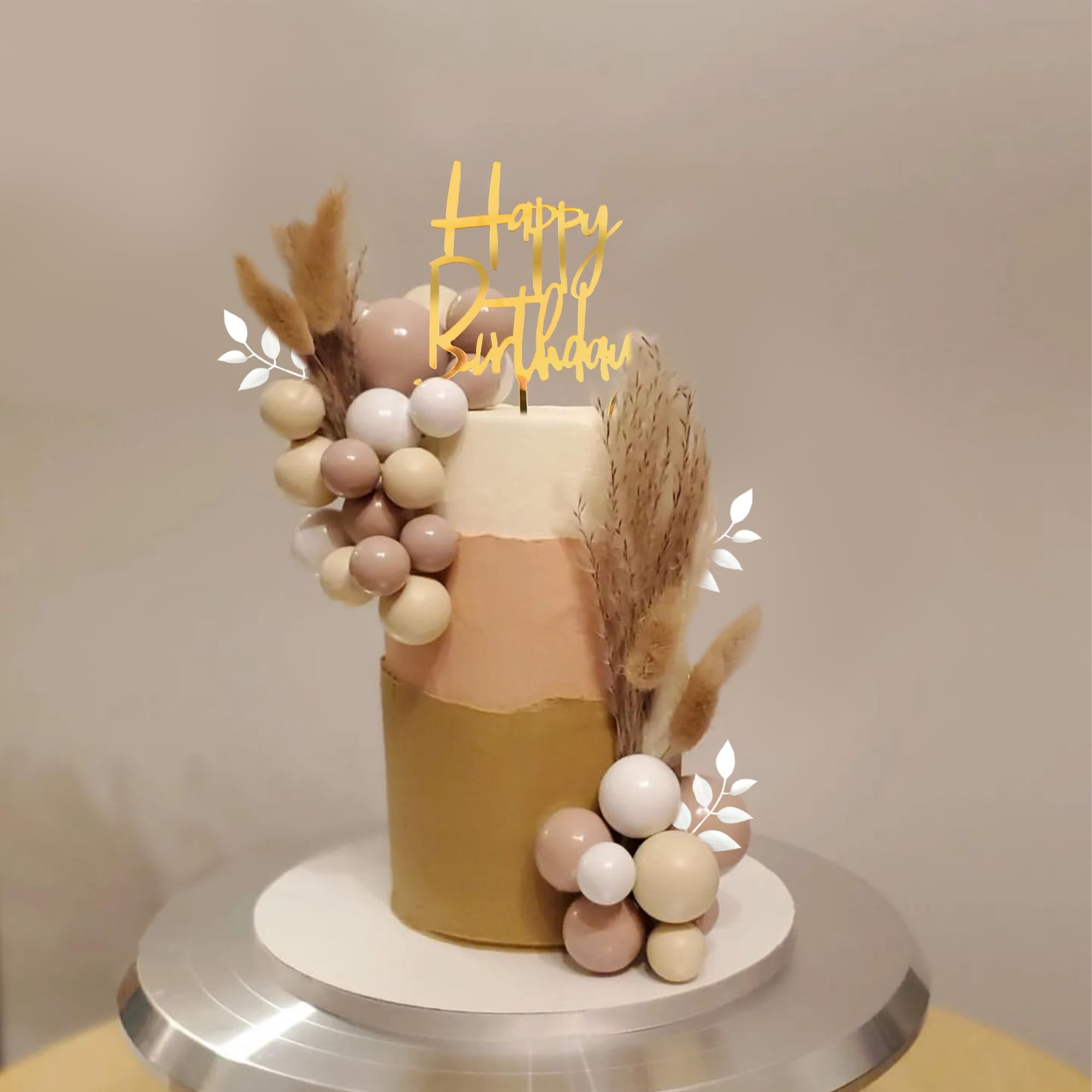 Boho Tortendeko Kugeln 50-teilig | Goldene Cake Topper | Für Geburtstage & Hochzeiten