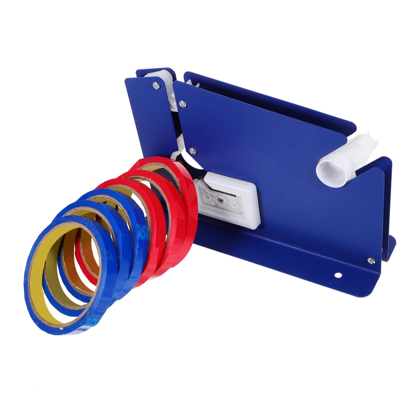 Dispenser per Nastro Adesivo 12Mm con Taglierina Integrata e 6 Pezzi di Nastro per Supermercati e Negozi per Sigillare Sacchetti in Modo Efficiente