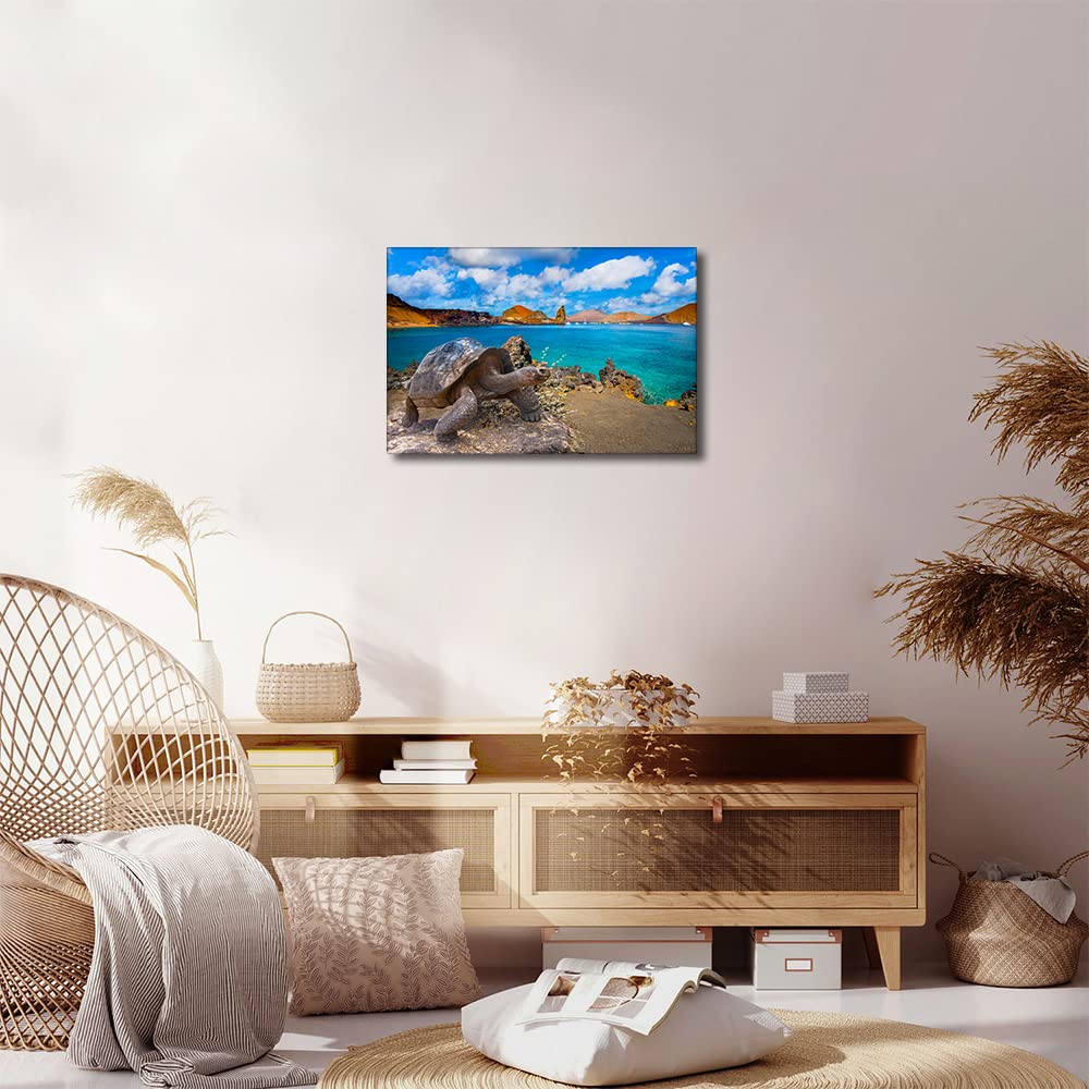Canvas Wall Art Wall Décor for Living Room Galapagos Islands Big turtle Canvas Painting for Bathroom Bedroom Kitchen Office Decor Home Decorations 8x12inch - Image 2