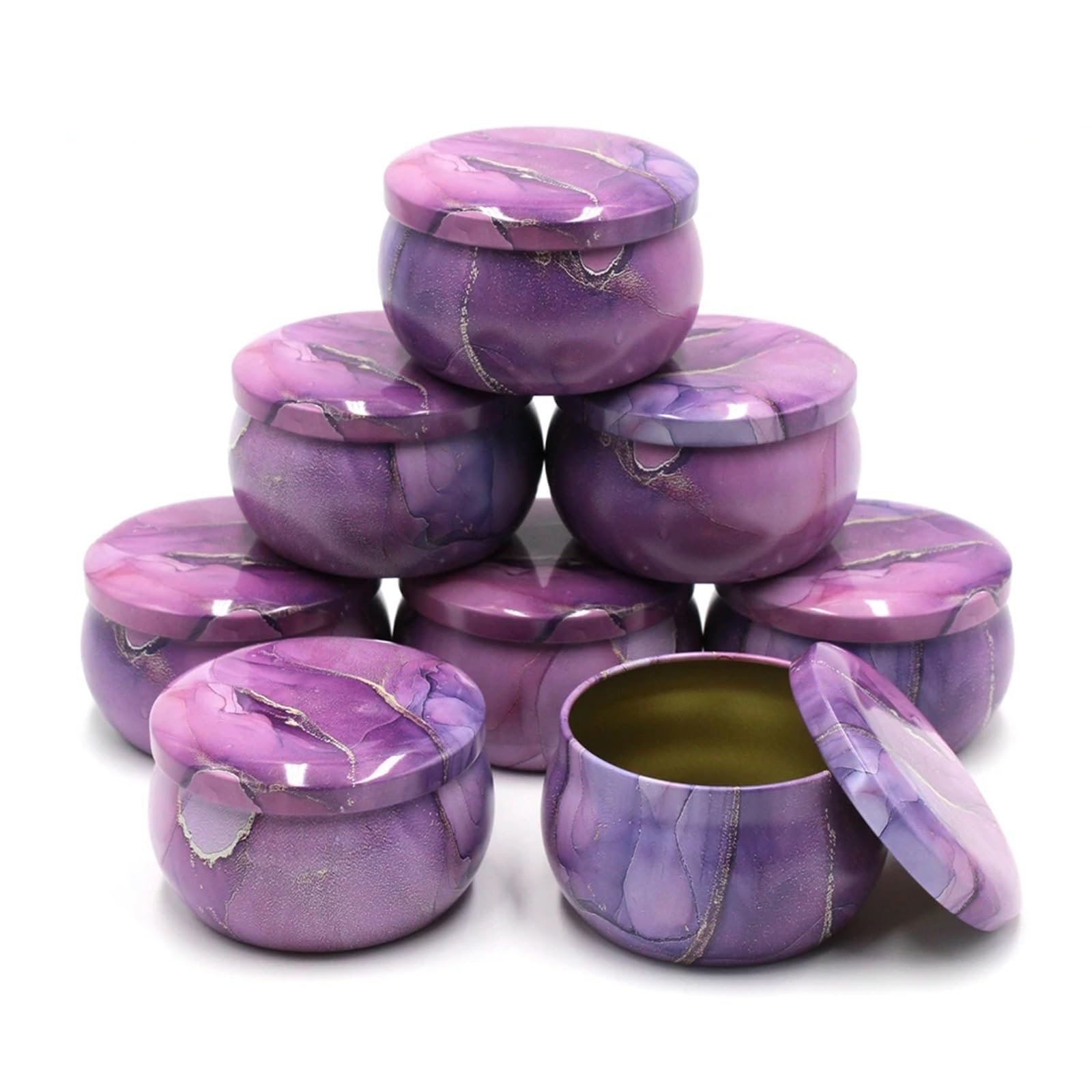 Candle Jars, Empty Candle Tin Jars Multicolor 12pcs 4oz DIY Candle Making Storage Case(Purple)