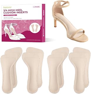 High Heel Cushion Inserts for Women - (4 Pairs) Bukihome 3/4 Invisible Insoles Prevent Feet from Sliding Forward - Shock & Sweat Absorption - Comfort Shoe Pads for High Heels Sandals Flats,Size M