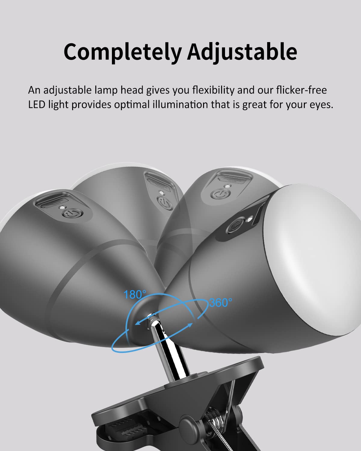 Milpoel Clip on Light, Battery Powered Reading Lamp, 3 Levels Brightness - Image 3