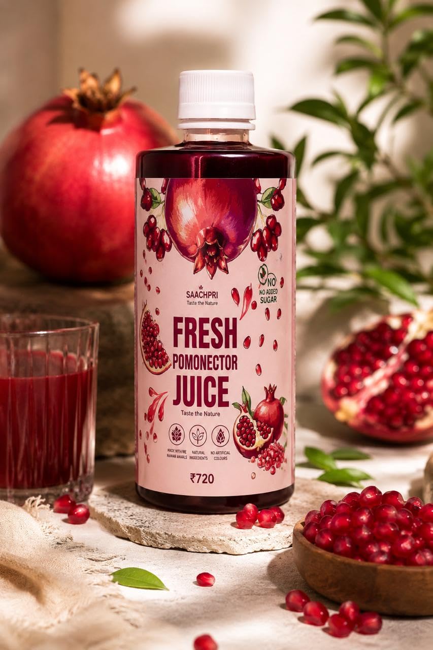 SAACHPRI Fresh Pomonector Juice – 100% Natural Pomegranate Juice | No Added Sugar, No Artificial Colors | Refreshing & Healthy Fruit Juice 500ml.-image-7