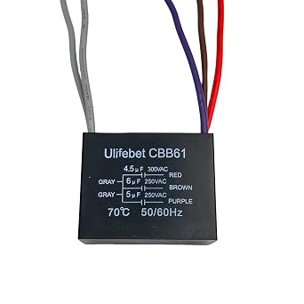New CEILING FAN CAPACITOR CBB61 4.5uf + 6uf + 5uf 5 WIRE 250V