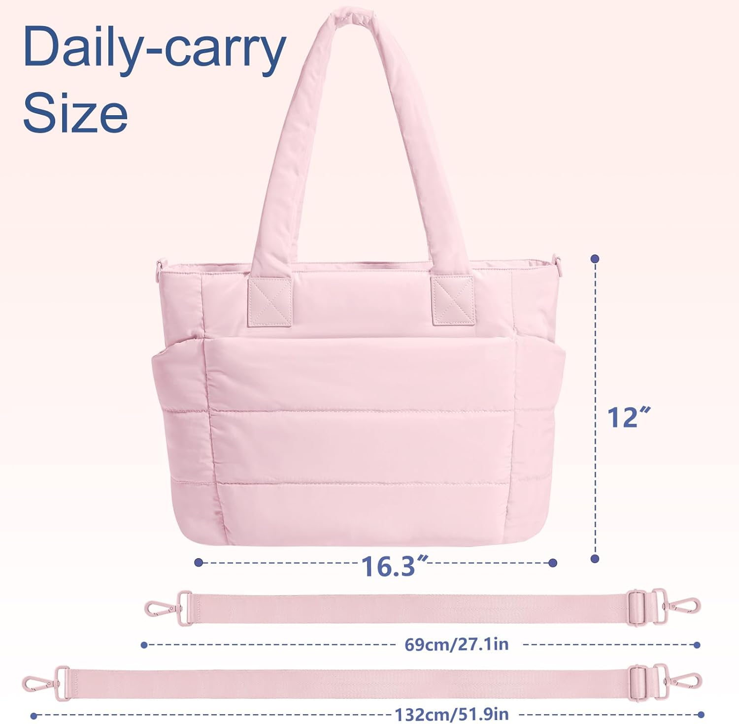 Tote Bag for Women Puffer Tote Bag Large Nurse Bags Shoulder Handbag with Zipper for Work Travel - Image 4