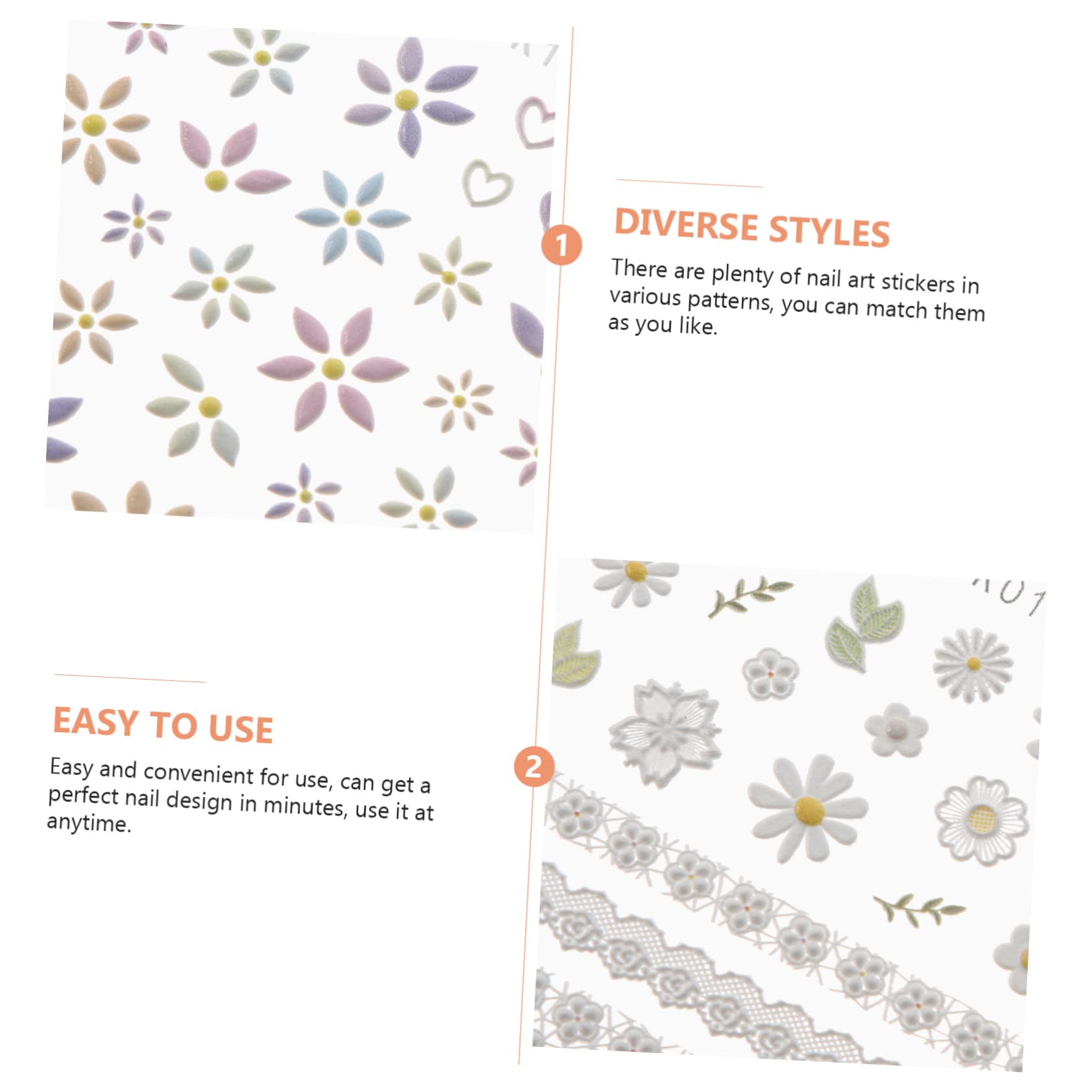 minkissy 15 Feuilles autocollants à ongles fleur decoration ongle décoration ongles décalcomanies décoratives pour les ongles décorations d'ongles pour nail art floral Décorer manucure 5j