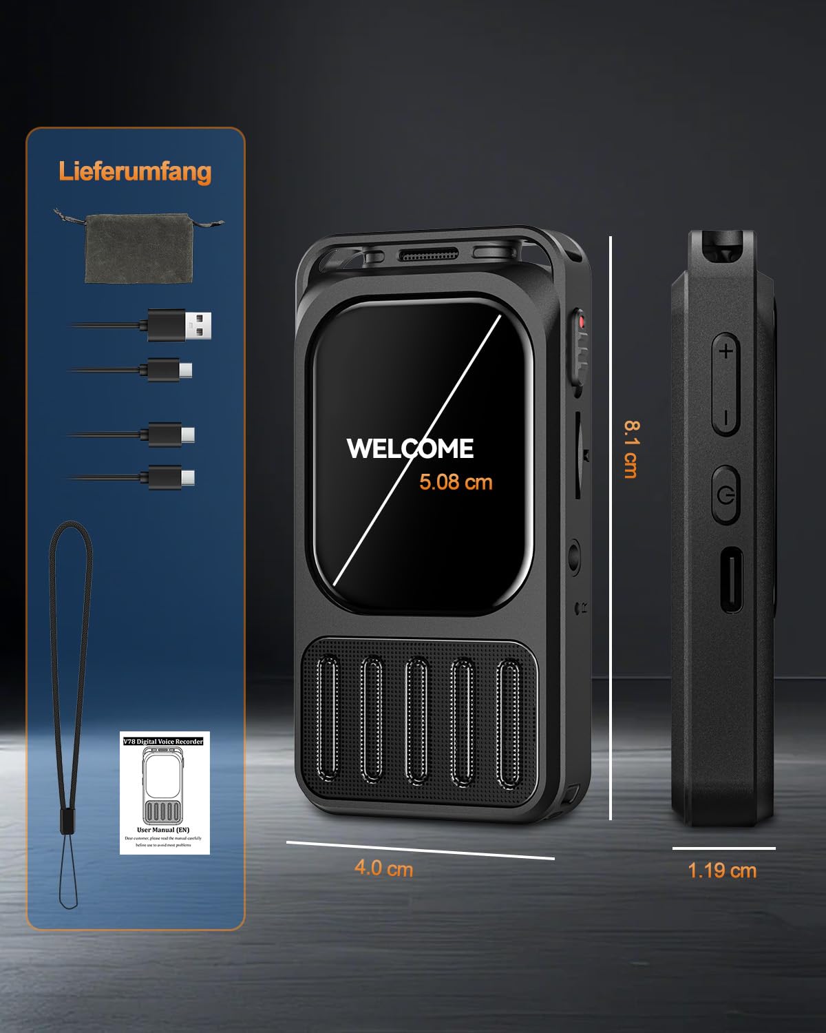 Diktiergerät mit 2 Zoll Touchscreen & Bluetooth, XIXITPY HD 100Std Aufnahmegerät mit DSP-Rauschunterdrückung, MP3, Sprachaktivierung für Meetings Interviews Vortrag Vorlesun
