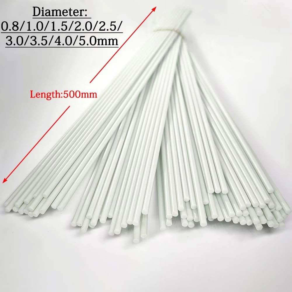 Lot De 10 Ou 20 Tiges En Fibre De Verre Blanches De 0,8 À 5 Mm X 500 Mm For Tentes, Serres, Plantes, Cerfs-volants Et Loisirs Créatifs.(0.8x500mm,20pcs)