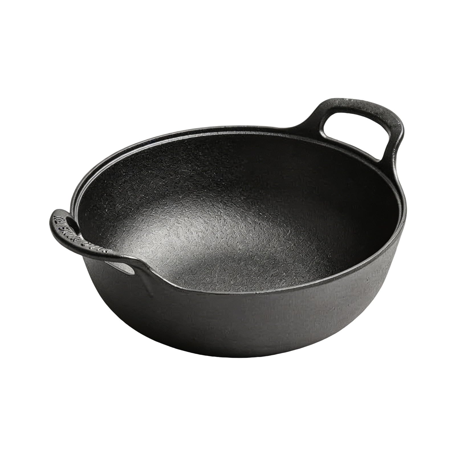 Tsophreniq Premium Cast Iron Wok Cooking Pan with DOuble Handle Suitable for Oven Stovetop and Microwave Ideal for Meals Induction Compatible Cookware